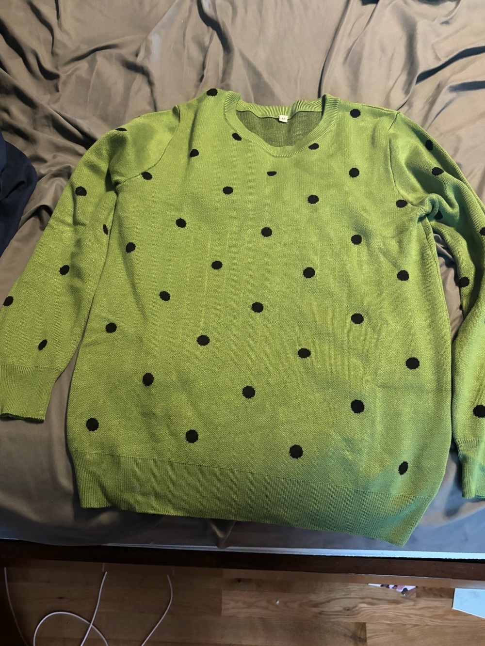 Men's Green Polka Dot Sweater - Casual Crewneck